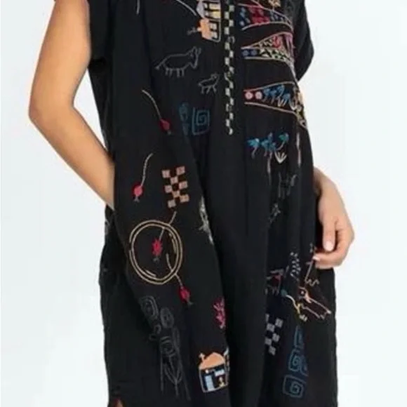 Johnny Was Biya Embroidered Black Boho Tunic - Size S - Floral Silk Blend - NWOT - Picture 7 of 15
